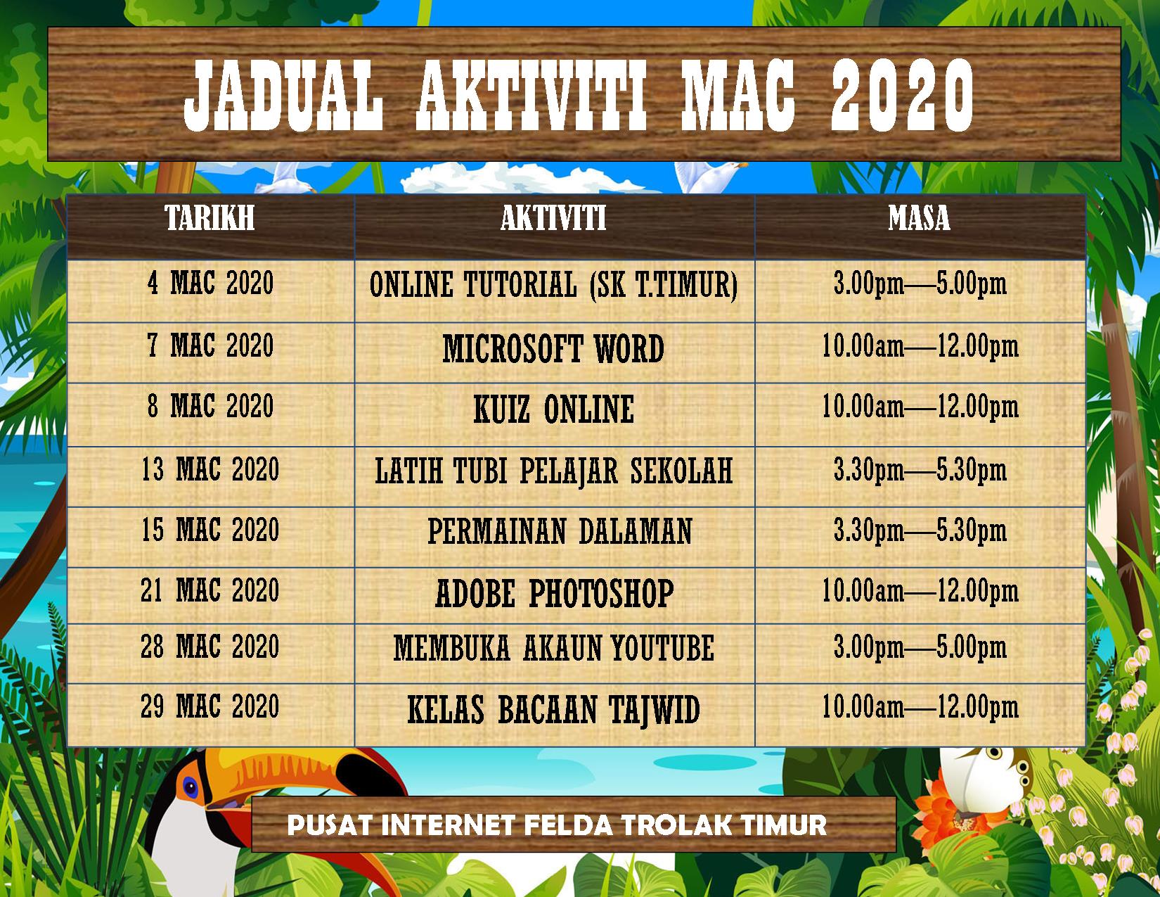 JADUAL AKTIVITI MAC