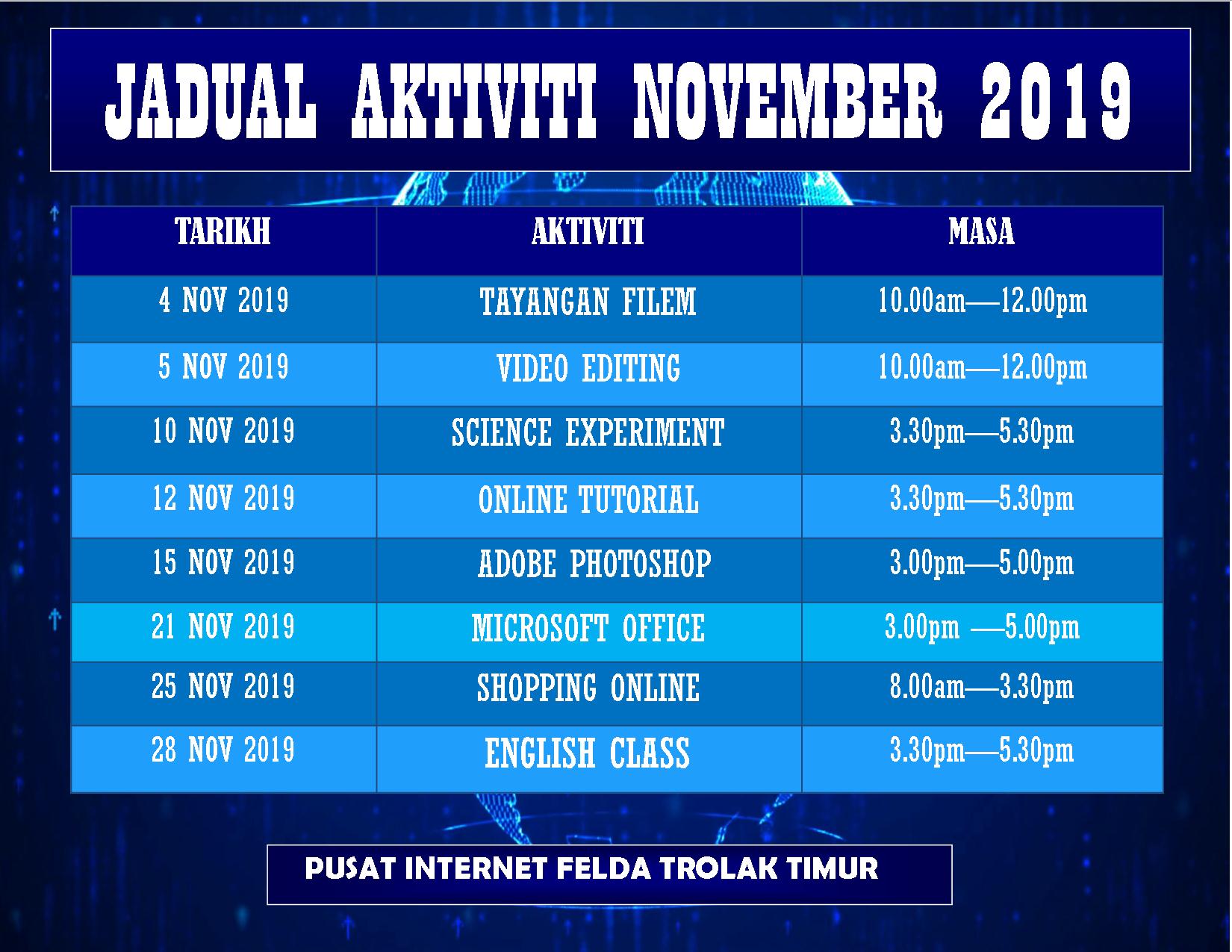 JADUAL AKTIVITI NOVEMBER