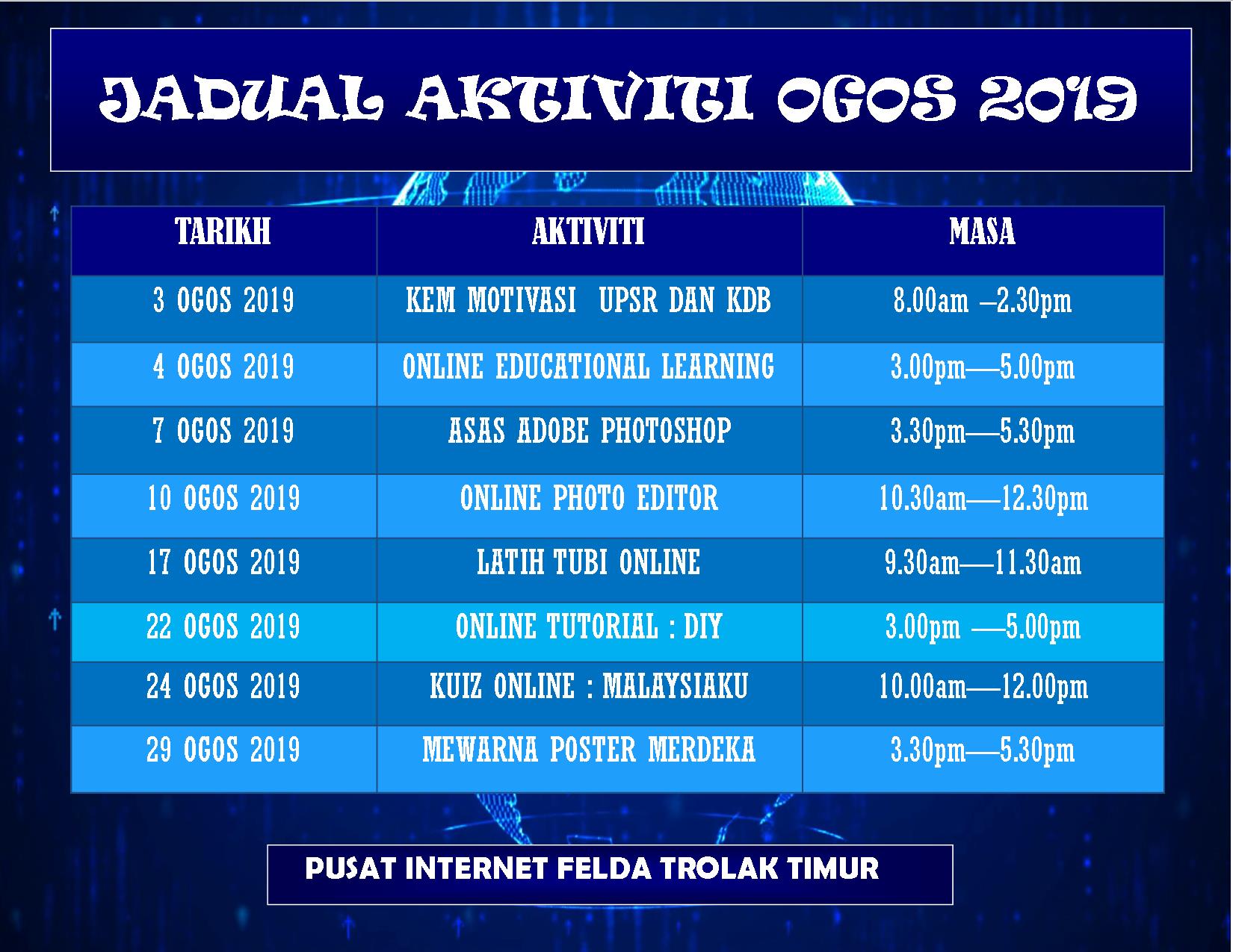 JADUAL AKTIVITI OGOS