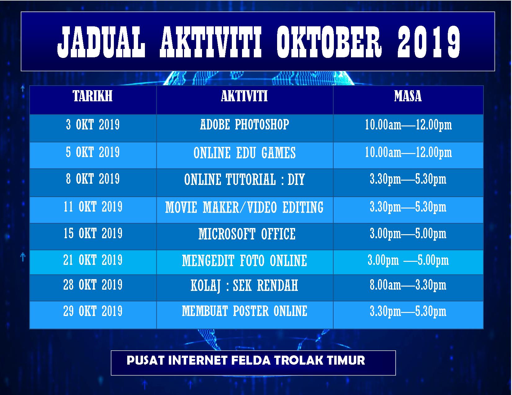 JADUAL AKTIVITI OKTOBER