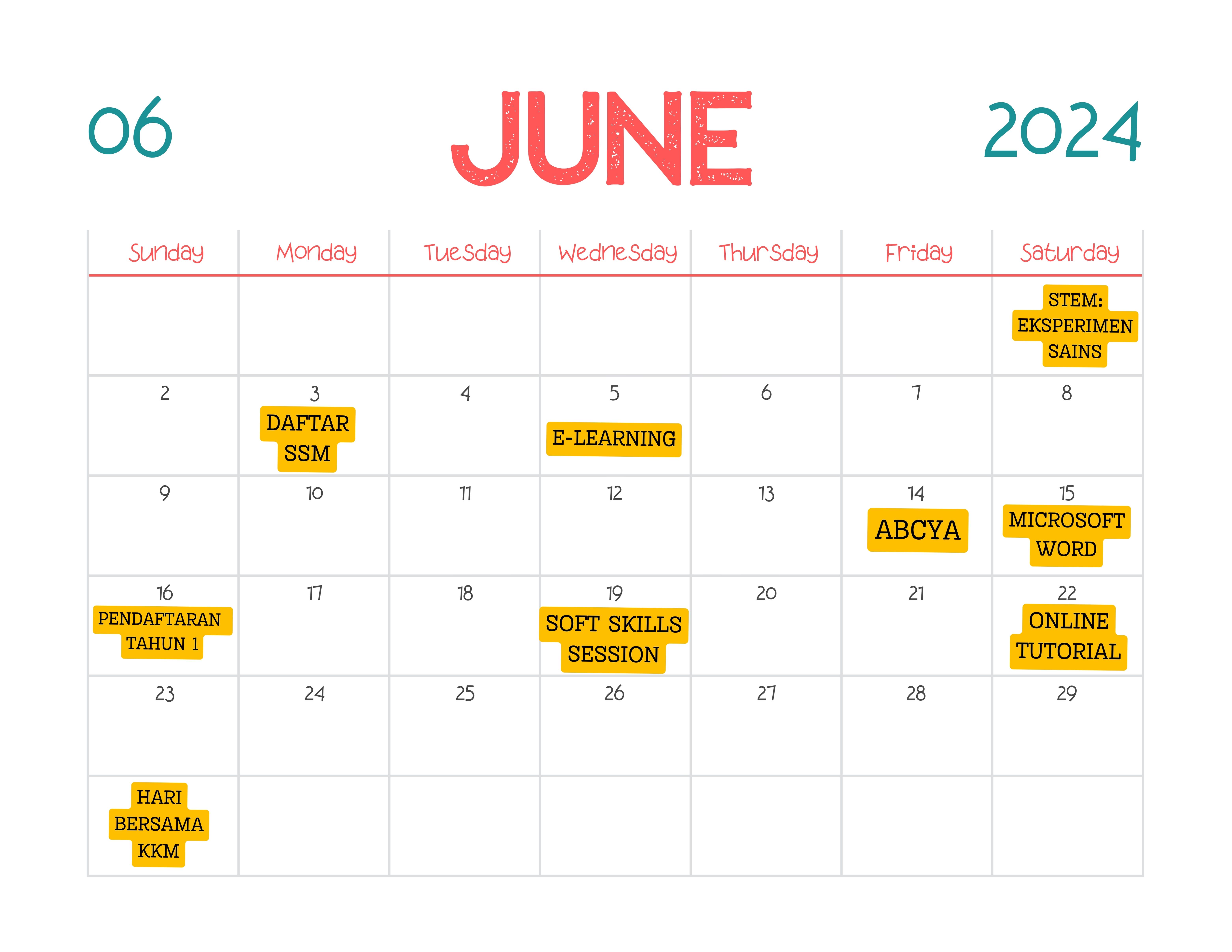 Playful Planner 2024 June Monthly Calendar